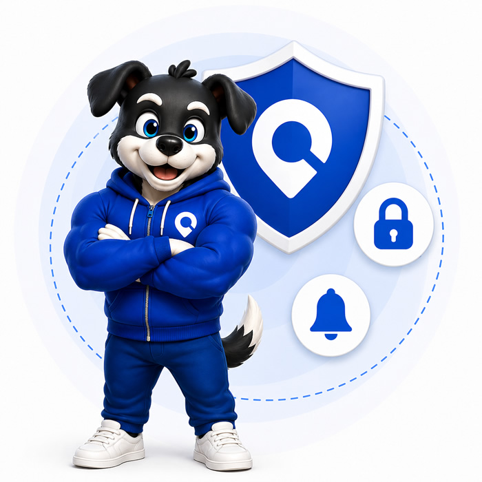 Mascote Rastrefy com app no celular